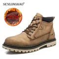 Men Snow Boots High Quality Leather Ankle Boots Warm Fur Motorcycle Boots Fashion Winter Men Boots