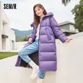 SEMIR Down Jacket Women Long Black Technology Waterproof Winter New Loose Basic Solid Hooded Thick