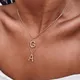 Fashion Cute Minimalist Initial Letter Necklaces For Women Vintage A-Z Letter Pendant Necklace Gold