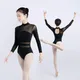 Women Ballet Leotard Mesh High Neck Turtleneck Gymnastics Leotard Girls Stretch Black White Ballet