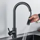 Black Kitchen Faucet Flexible Pull Out 2 Modes Nozzle Hot Cold Water Mixer Tap Deck Mounted Sprayer