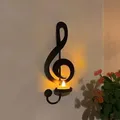 Music Note Wall Sconce Candle Holder Treble Clef Quarter Note Double Note Decoration Crafts for Home