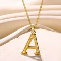 Vintage Initial English Alphabet A-Z Stainless Steel Necklace Pendant Gold Color Men's Necklace