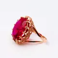 585 purple gold plated 14K rose gold inlaid oval ruby rings for women opening creative court style