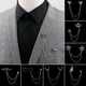 Man Chain Lapel Pin Suit Shirt Collar Tassel Star Glasses Wing Brooch Badge Retro Pins Wedding Party