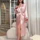 Women's Pajamas Long Ice Silk Dressing Gown Summer Thin Nightgown Fashionable Simple Loungewear