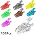 100Pcs/Set Colorful Clear RJ45 Standard Ethernet Network Cable Strain Relief Boots Cable Connector