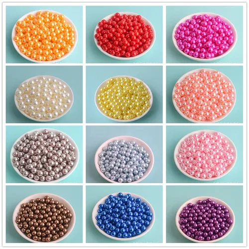 3mm-12mm Misch größe Reinweiß/Perle glatte Löcher runde Kunststoffperlen-Perlen für die Herstellung
