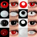 Uyaai 1 Paar Halloween Cosplay Anime Farb kontaktlinsen für Augen rot weiß schwarz Linsen 14 5mm