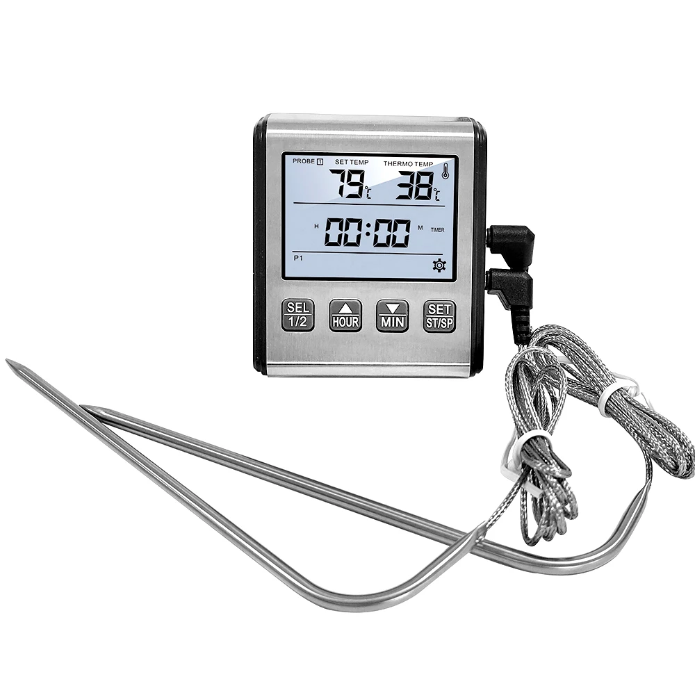 Digital Timing Lebensmittel Thermometer Temperatur Meter mit Timer Funktion Fleisch Probe Elektronische Küchenwerkzeuge Für Kochen BBQ Ofen Image
