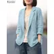 ZANZEA Women Elegant Cotton Jackets Autumn Laple Neck Long Sleeve Solid OL Blazer Suits Loose