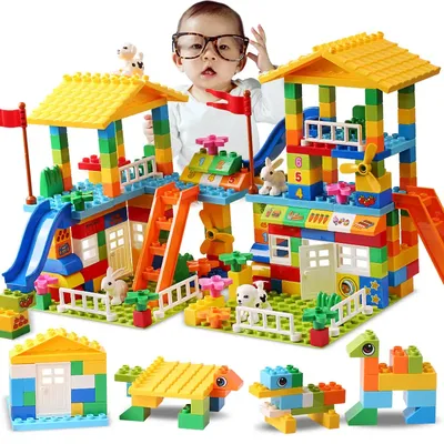 Große Partikel Dach Blöcke Kompatibel Stadt Haus Große Größe Rutsche Bausteine Castle Ziegel Spielzeug Für Kinder Image