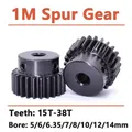 1PCS 1M 15T-38T Spur Gear Pinion Bore 5/6/6.35/7/8/10/12/14mm Model 1 Motor Gear With Step OD