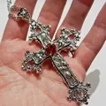 Y2K Punk Crystal Cross Pendant Necklace for Women Men Gothic Clavicle Chain Choker Necklaces Goth