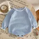 0-18M Newborn Jumpsuits Infant Baby Girls Boys Knit Romper Blue Long Sleeve Button Warm Autumn