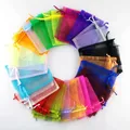 New 10Pcs (8sizes )Organza Bags Wedding party Pouches Nice Gift Bag 21 Colors Selection Jewelry