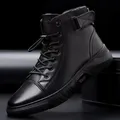 Men's Motorcycle Boots Comfortable Platform Boots Men‘s’ Outdoor High Top Leather Boots Fashion