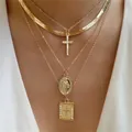 Bls-miracle Boho Fashion Gold Color Heart-Shaped Necklace For Women Trendy Multi-Layer Pendant