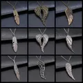 2 Colors Antique Silver Color Antique Bronze Color Bird Wings & Feather Pendant Necklace Gift For