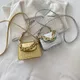 Ins New Gold Silver PU Leather Shoulder Crossbody Small Bag Fashion Mini Chain Lipstick Bag Trend