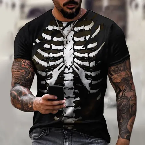Horror Skelett T-Shirts Knochen beängstigend 3D-Druck Streetwear Männer Frauen Mode übergroße