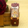 Shsby Kuh Lederband Farbe Digital Rechteck Uhr Frauen Armband Uhren Weibliche Bronze Quarzuhr