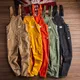 Fashion Men Jumpsuit Bib Pants Solid Color Joggers Pockets Streetwear Loose Cotton Straps Suspender