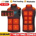 Men USB Infrared 17 Heating Areas Vest Jacket Men Winter Electric Heated Vest Waistcoat For Sports