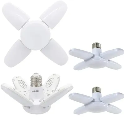 E27 LED Bulb Fan Blade Timing Lamp 220V 110V 28W 360°Foldable Led Industrial Light Bulb Lamp For Home Ceiling Light Garage Light