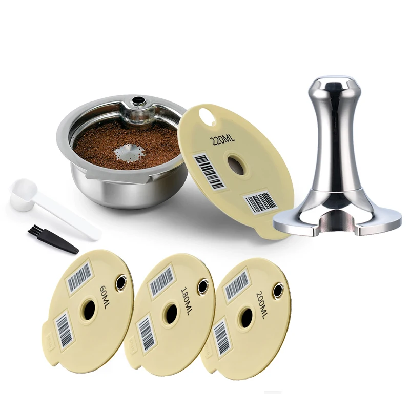 Wiederverwendbare Kaffeekapseln für BOSCH-s Maschine Tassimo Happy Vivy, nachfüllbarer Kaffeemaschinenfilter aus Edelstahl, 180 ml/220 ml Image