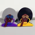 Funny Acrylic African Black Lady Brooches Pins for Women New Cartoon Sunglasses Girls Figure Brooch