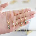 FLOLA Lovely Pink Crystal Princess Necklaces for Women Girls Copper Opal Crystal Mermaid Necklaces