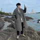 Lange Staub Mantel Männer Winter Korean-stil Graben Mens Solide Zweireiher Woolen Tuch Mantel Lose
