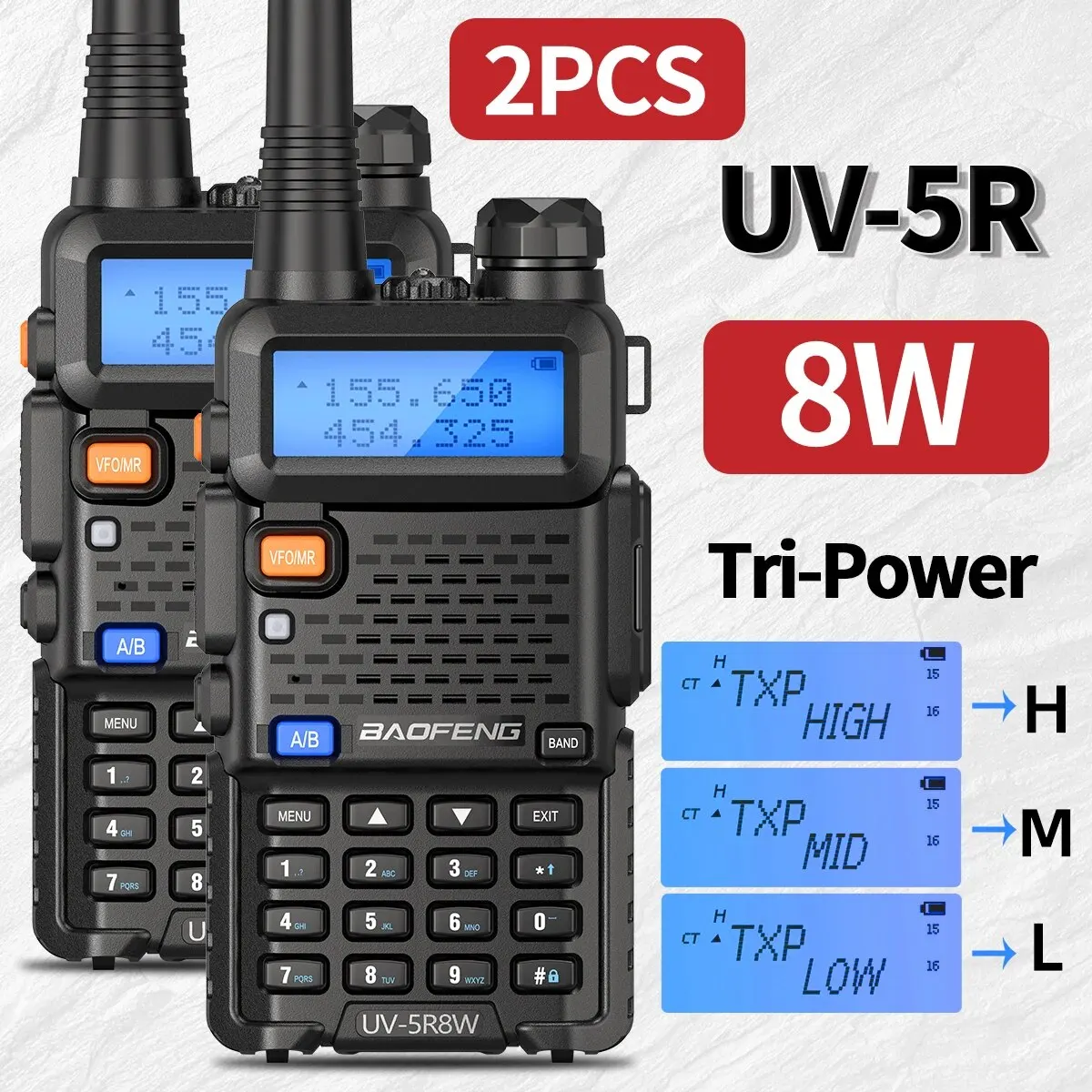 1/2PCS Baofeng UV 5R 5W 8W Walkie Talkie Tragbare Ham CB Radio Dual Band VHF UHF FM Transceiver Zwei Weg Radio UV82 S9 K5 Plus Image