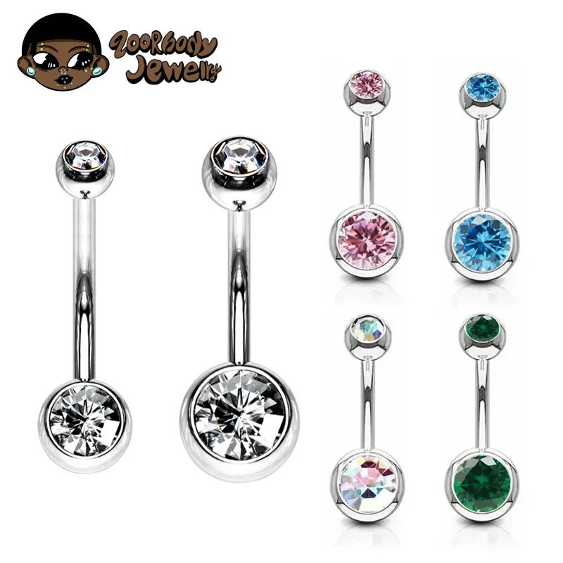 G23Titanium 14G 8/10/12/14mm Chirurgische Titan Bauchnabel Ringe Zirkon Nabel Bar körper Piercing Schmuck Nombril Ombligo Barbell Image