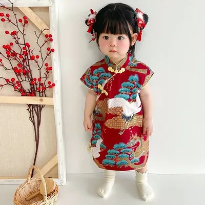 Kind Mädchen Kleid Cheongsam Chinesischen Stil Mode Geburtstag Party Tragen Teen Schwestern Kinder Kleidung Baby Mädchen Prinzessin Kleid A541 Image