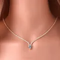 Hohe Qualität Iced Out Kette Wasser Tropfen Zirkonia Licht Blau Halskette für Frauen 18K Gold