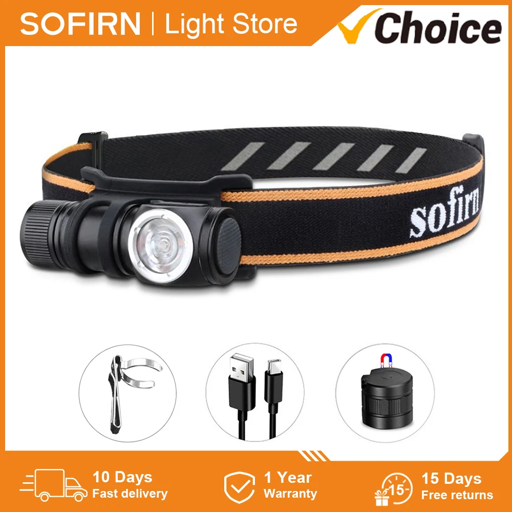Sofirn HS10 USB C wiederaufladbare Mini 16340 Stirnlampe 1100 lm LH351D 90 CRI Winkel Taschenlampe TIR Optik mit Magnetschwanz 2 Gruppen Image