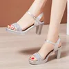 Maogu Block High Heels Hochzeits schuhe Silber Gold 203 elegante Damen Schuh Sommer bling klobige
