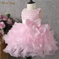 Baby Mädchen Prinzessin Kleid Perle Säuglings Kleinkind Mädchen layered Vintage Vestido Party