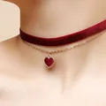 Klassische gotische Tätowierung roter Samt Choker Halskette rotes Herz Anhänger Halsketten für