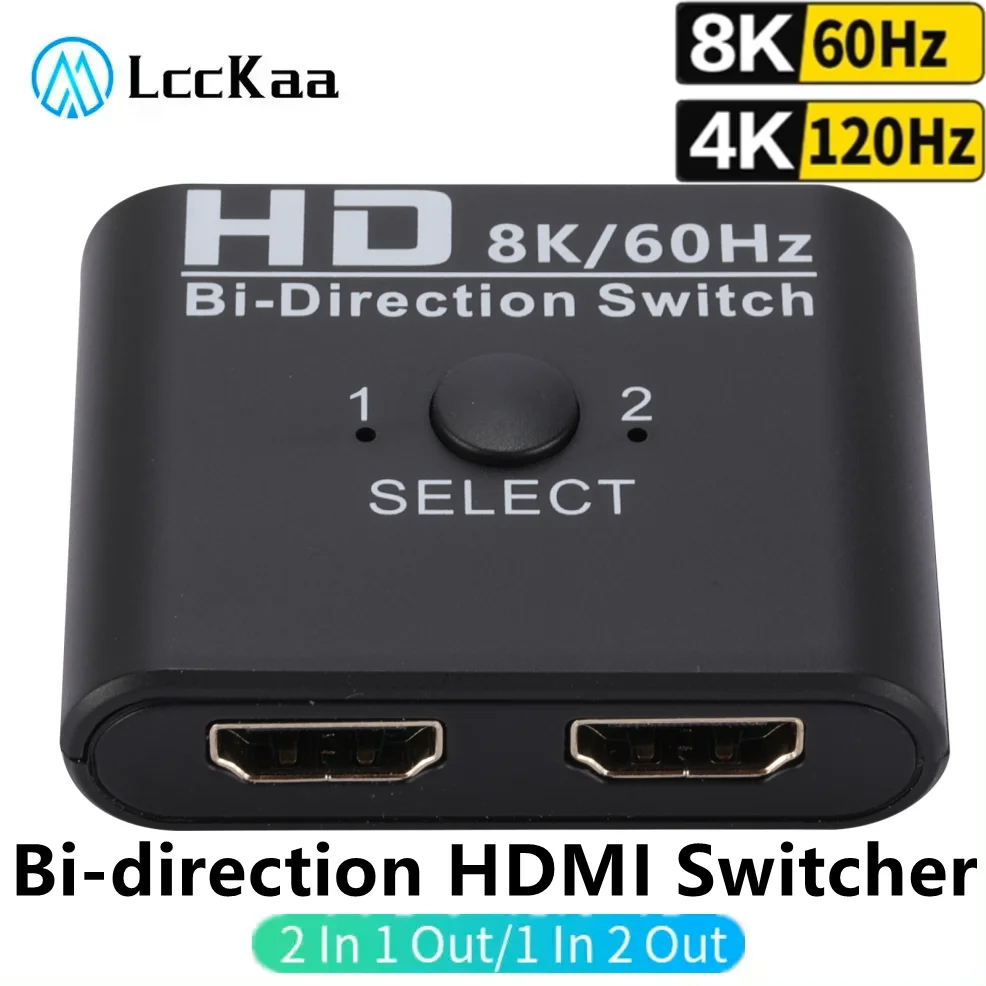 8K 60Hz HDMI-Switch 4K 120Hz Bi-Direction 2 Ports HDMI-Splitter-Switch für Laptop PC Xbox PS3/4 TV-Box zur Monitor-TV-Projektor Image
