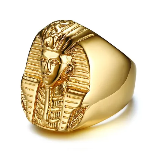 Hip Hop Rock 316l Edelstahl alten ägyptischen Pharao Tutanchamun Männer Bling Ring Schmuck Drop