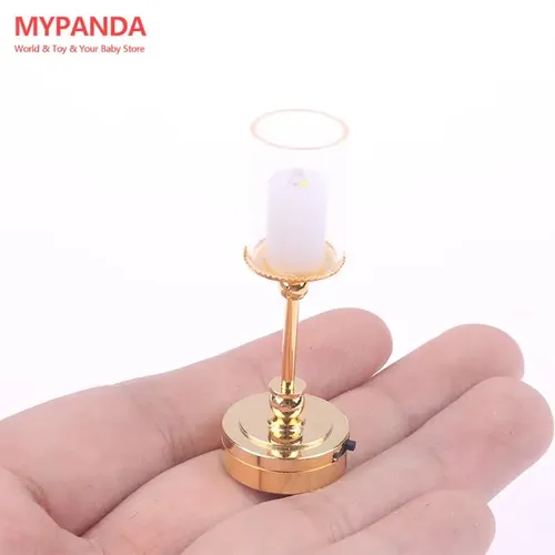Mini antike Miniatur Tisch Kerzenhalter Retro Puppenhaus Lampen Dekor Zubehör Puppenhaus Möbel