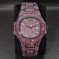 Neue rosa ddiamond Hip Hop Uhr für Männer Mode Eis aus Party Schmuck Armbanduhr Luxus glänzende
