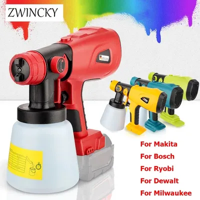 Spritzpistole für Makita/Bosch/Dewalt/Milwaukee/Ryobi 18 V 20 V Lithium-Batterie, elektrische Möbel, Farbspritzgerät, Airbrush-Elektrowerkzeug