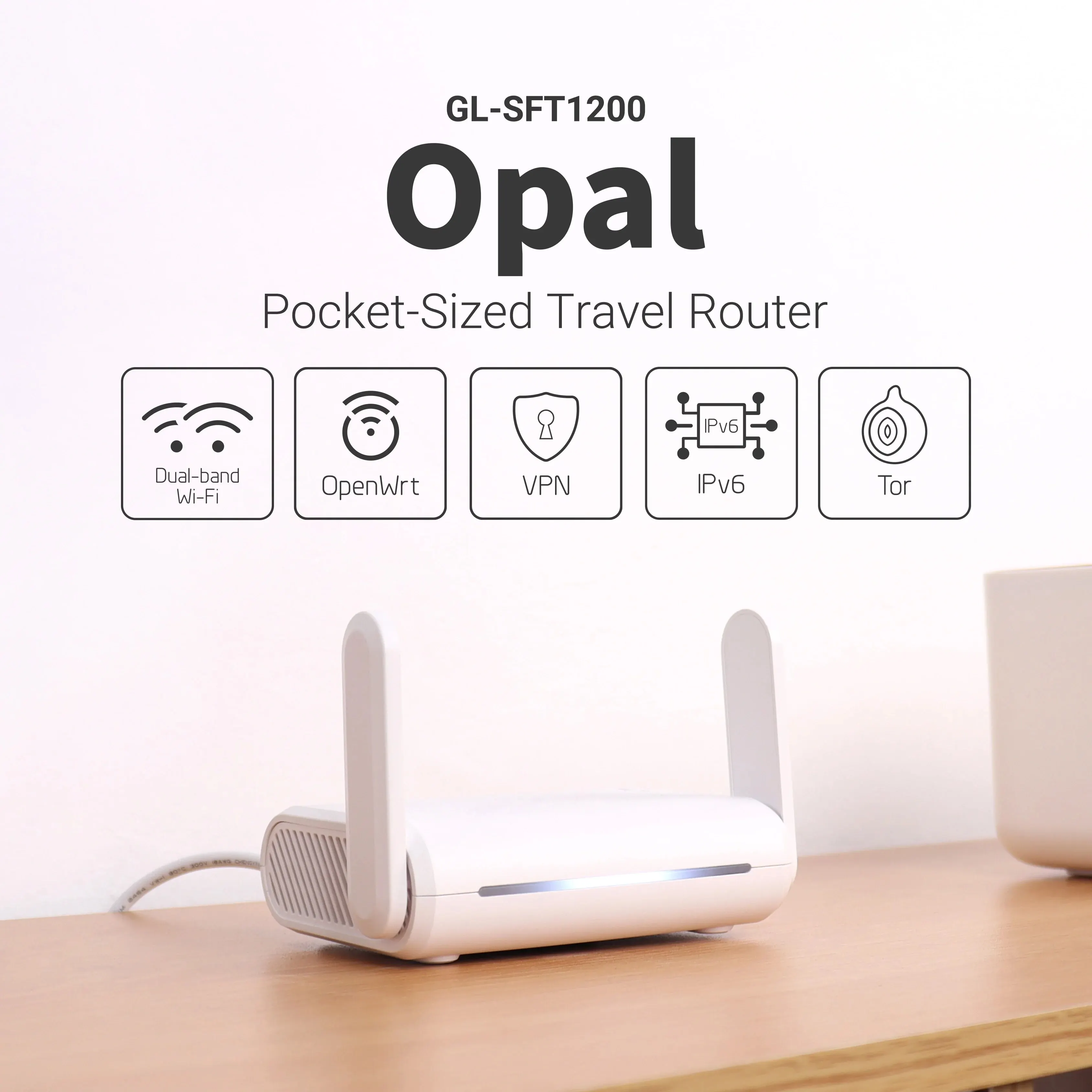 Gl. inet GL-SFT1200 (opal) sichere Reise Wifi-ac1200 Dual-Band Gigabit Ethernet Wireless Internet-Router Image