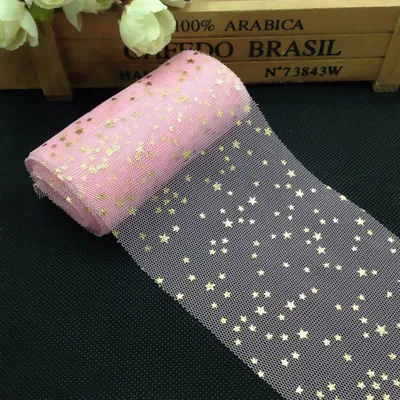 5m/roll 8cm Sterne Tüll Konfetti Glitter Tüll Backen Kuchen Topper Tutu Pom Bogen Weiche Squine Tüll