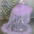 Geschwollene Baby Mädchen Kleid rosa Baby Kleid mit Zug Blumen mädchen Kleider Bogen niedlichen Kind
