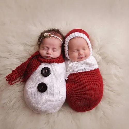 ️ Neugeborene Fotografie Weihnachts kleidung stricken Schlafsack Hut Schal Zwillinge Foto Kostüm